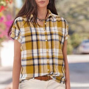 Sundance women's M stripes button down cotton shirt top spring costal western